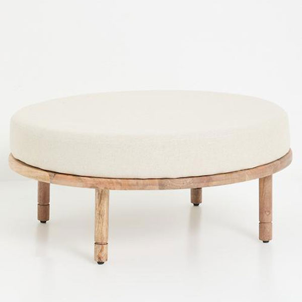 Mango Wood Round Ottoman